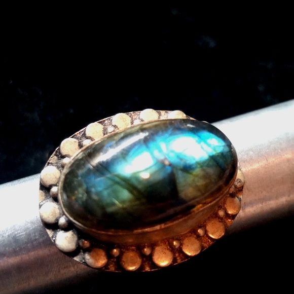 113 NWT Labradorite gemstone crystal 925 silver ring size 9 free shipping sale - Picture 5 of 8